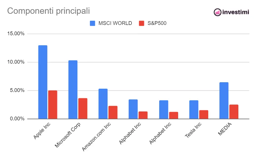 MSCI world vs SP 500 confronto top componenti 1