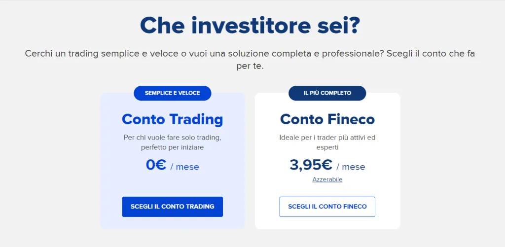 Conto Trading fineco VS conto standard fineco
