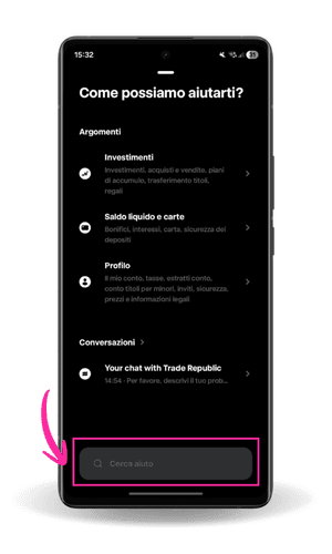 Trade Republic come chiedere assistenza step 2